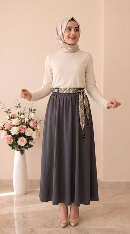 Kado Kemer Detaylı Tensel Etek 263794