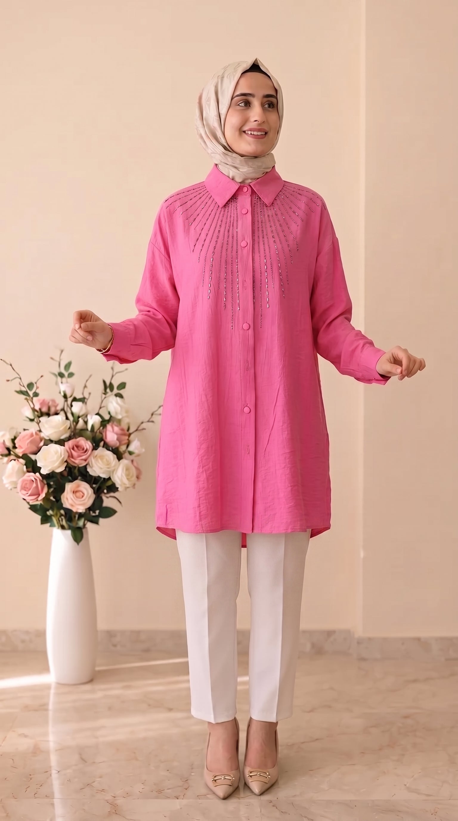 Güner Moda Taş İşlemeli Tunik 0678