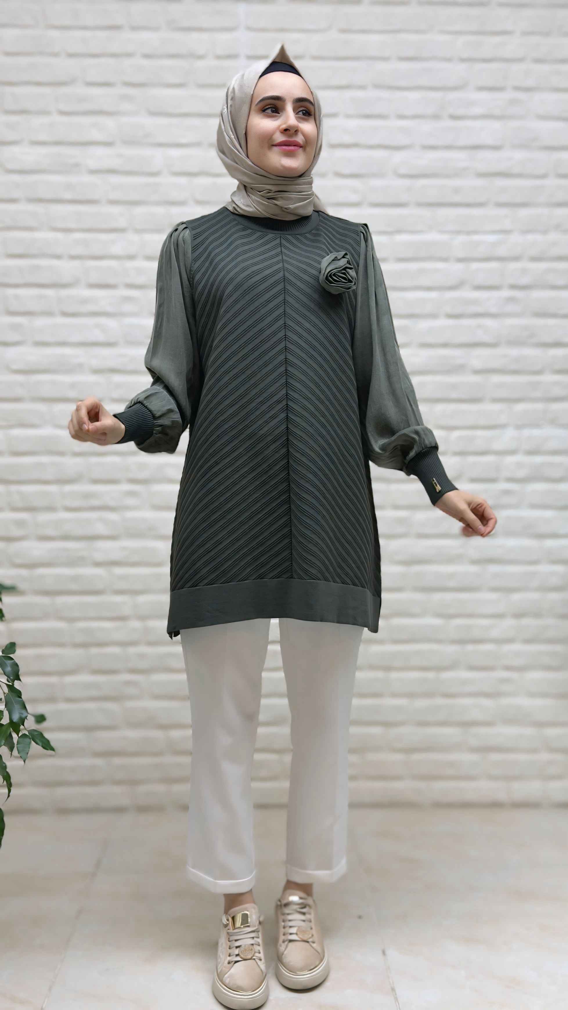 Beranisa Kolları Kupra Soğuk İp Tunik 3977