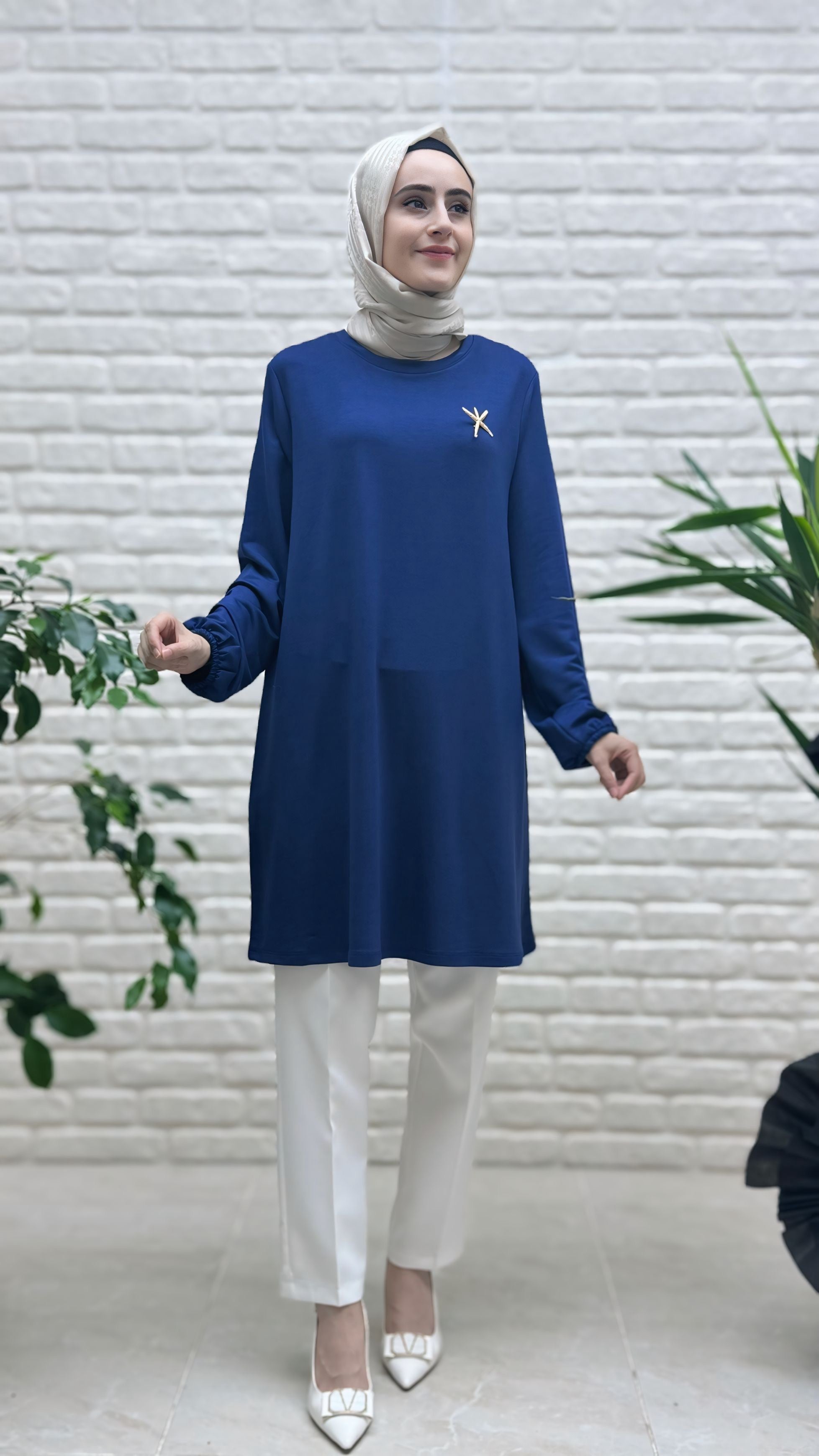 Kado Kolu Lastikli Yıldız Boşlu Tunik 251784