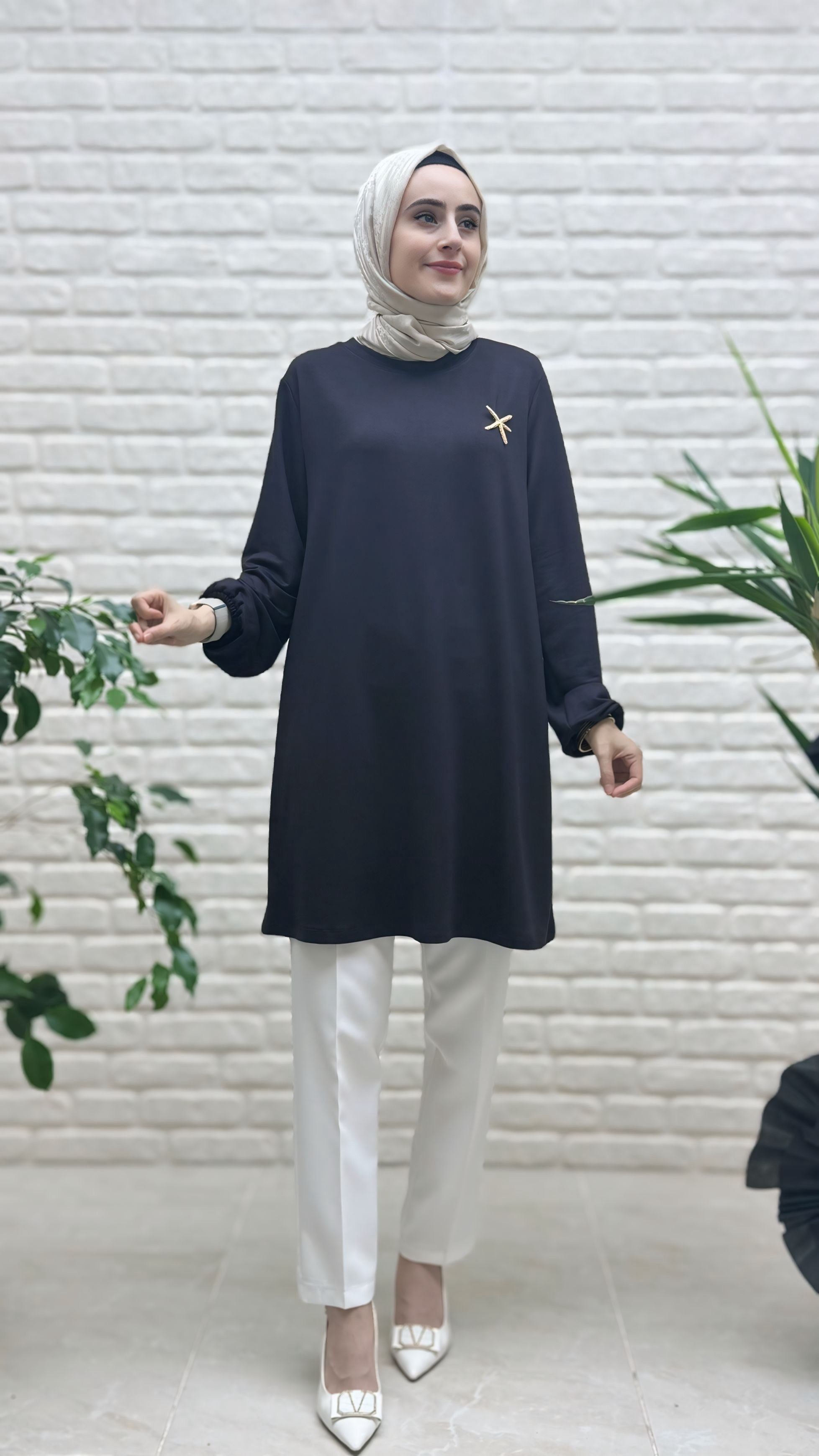 Kado Kolu Lastikli Yıldız Boşlu Tunik 251784