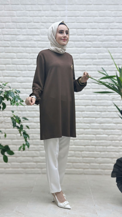 Kado Kolu Lastikli Yıldız Boşlu Tunik 251784