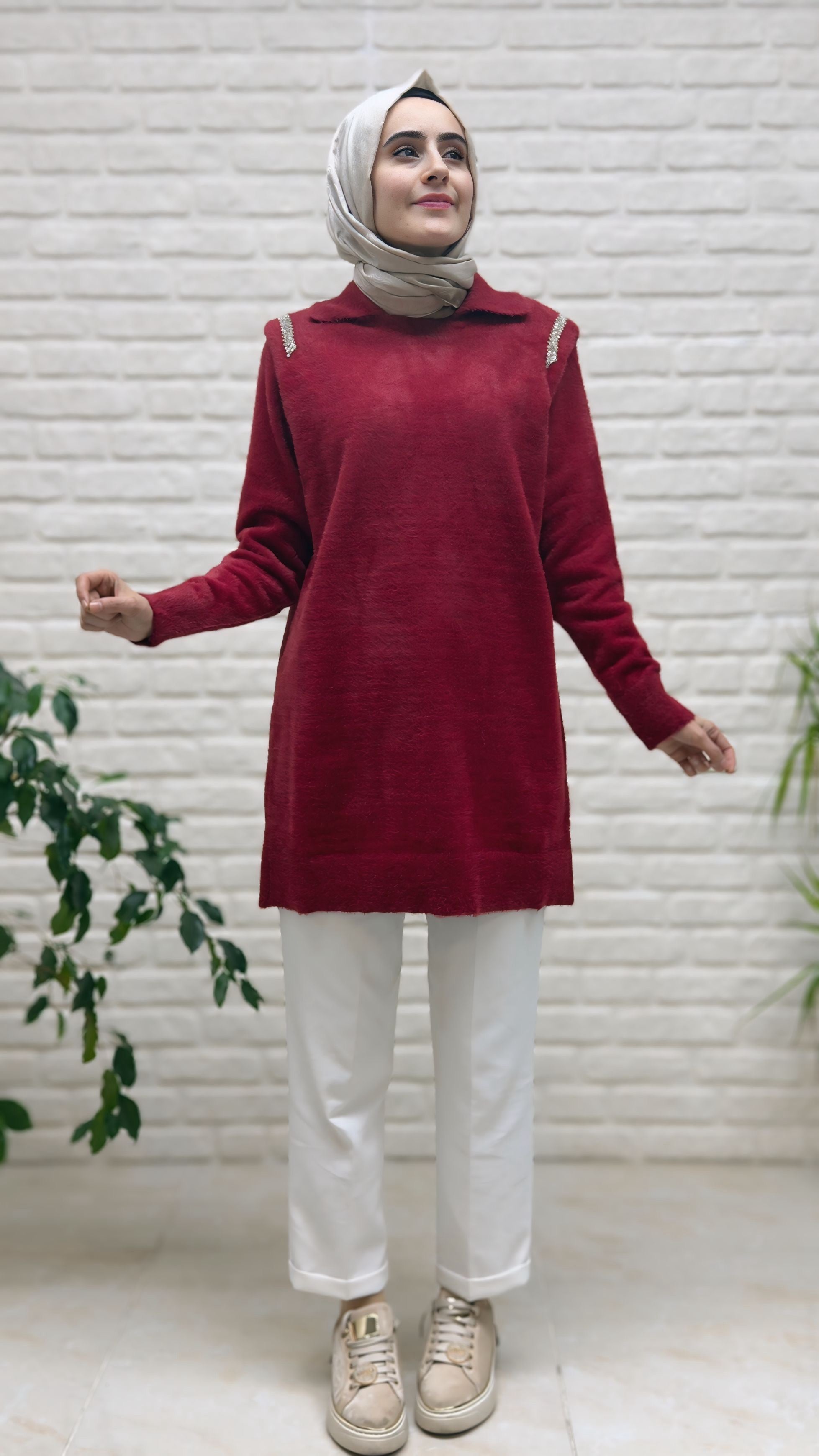 Nefise Omuzları Taşlı Angora Tunik 140443