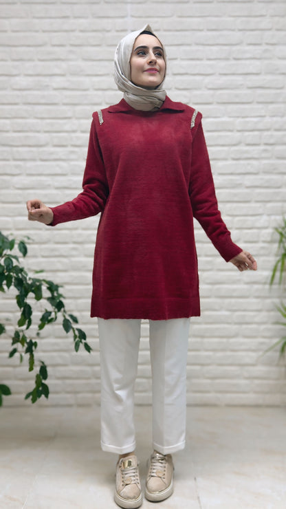 Nefise Omuzları Taşlı Angora Tunik 140443