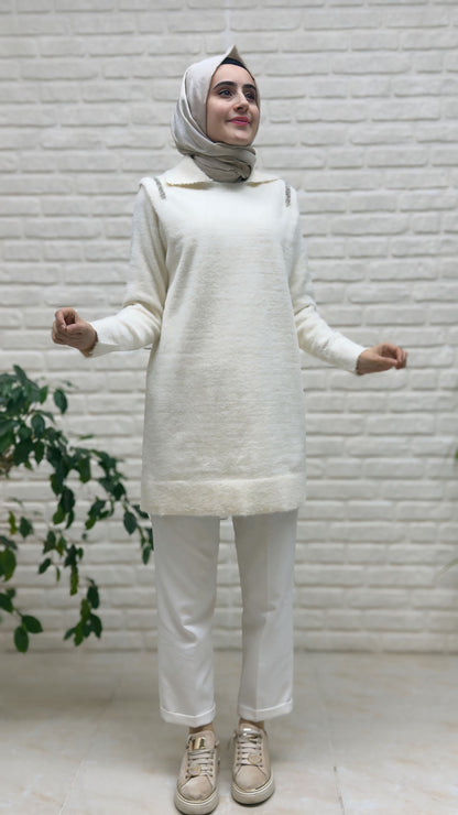 Nefise Omuzları Taşlı Angora Tunik 140443