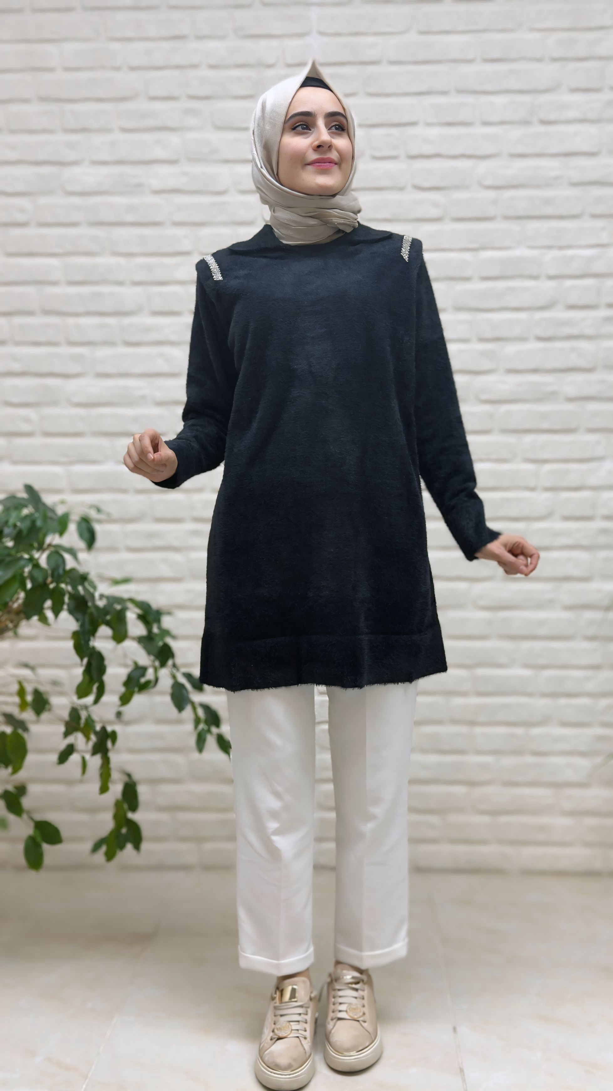 Nefise Omuzları Taşlı Angora Tunik 140443