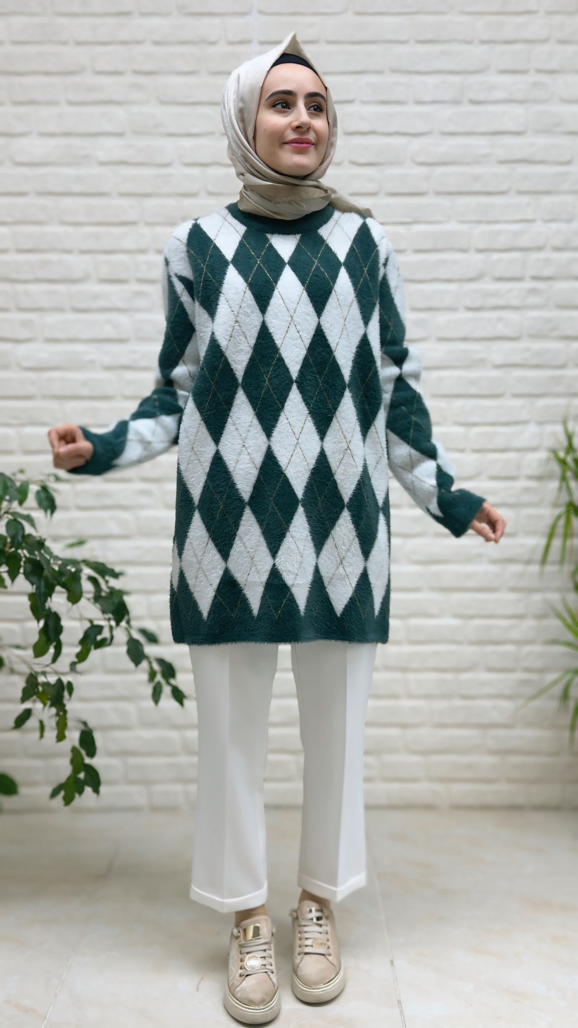 Nefise Angora Baklava Desenli Tunik 140542