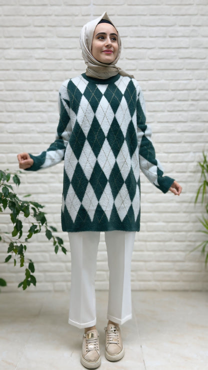 Nefise Angora Baklava Desenli Tunik 140542