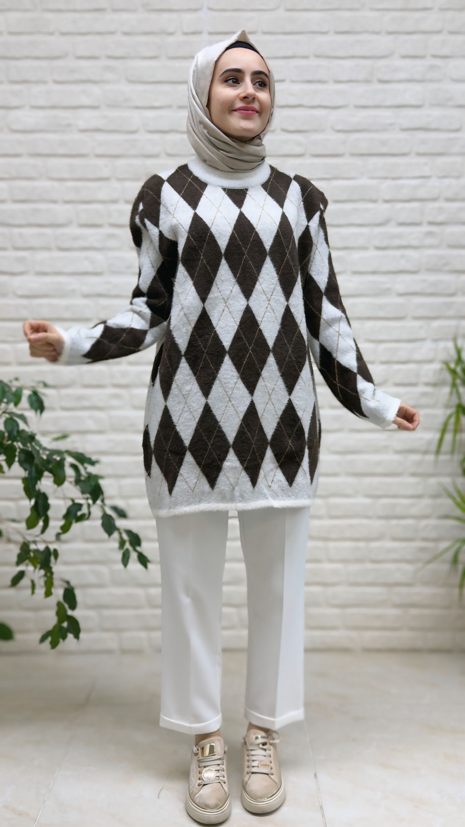 Nefise Angora Baklava Desenli Tunik 140542