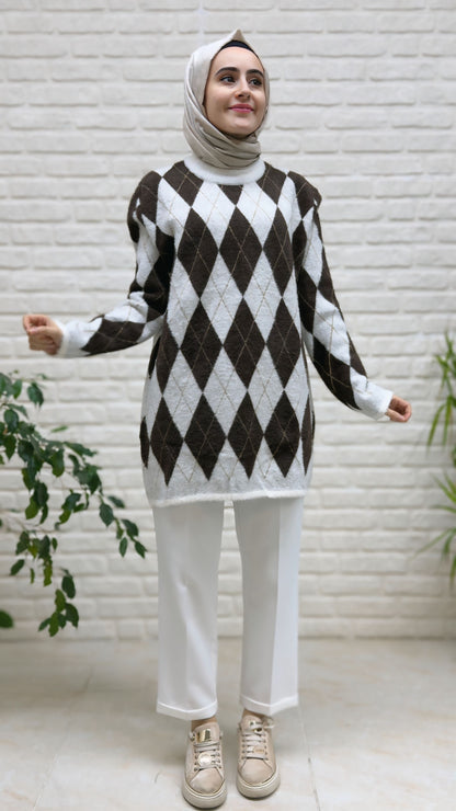 Nefise Angora Baklava Desenli Tunik 140542