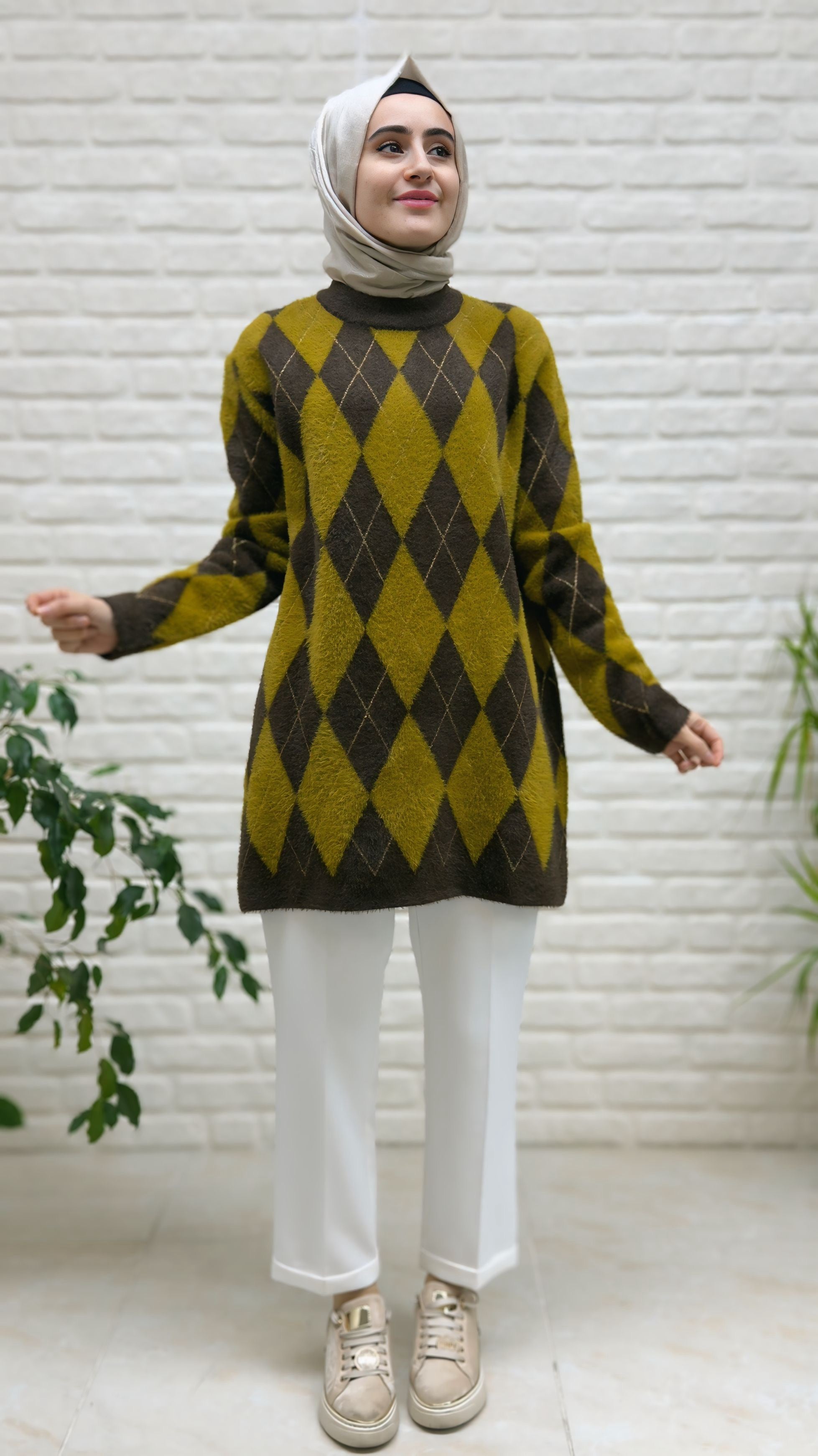 Nefise Angora Baklava Desenli Tunik 140542