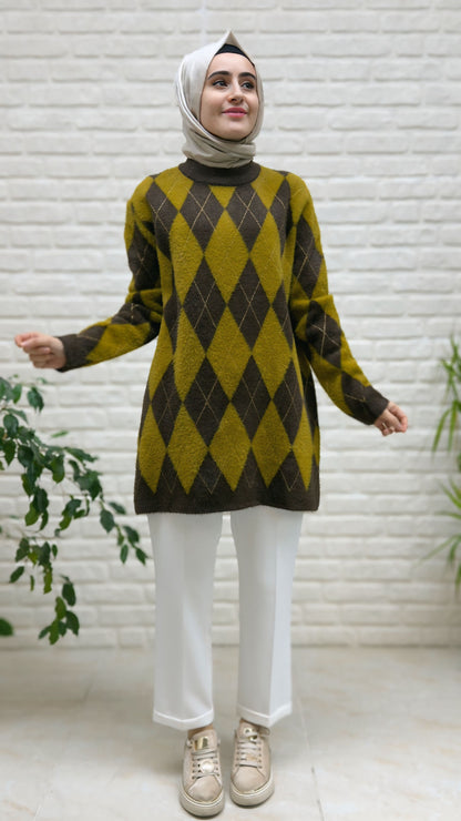 Nefise Angora Baklava Desenli Tunik 140542