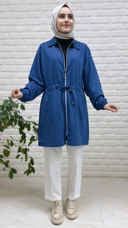 Beranisa Taş Detaylı Beli Büzgülü Ceket 3985