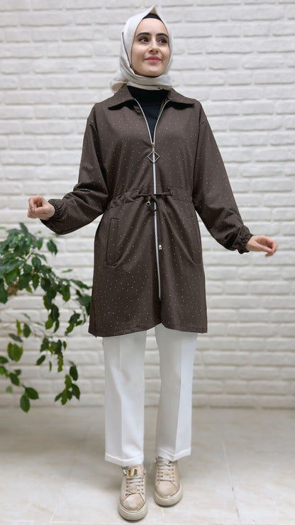 Beranisa Taş Detaylı Beli Büzgülü Ceket 3985