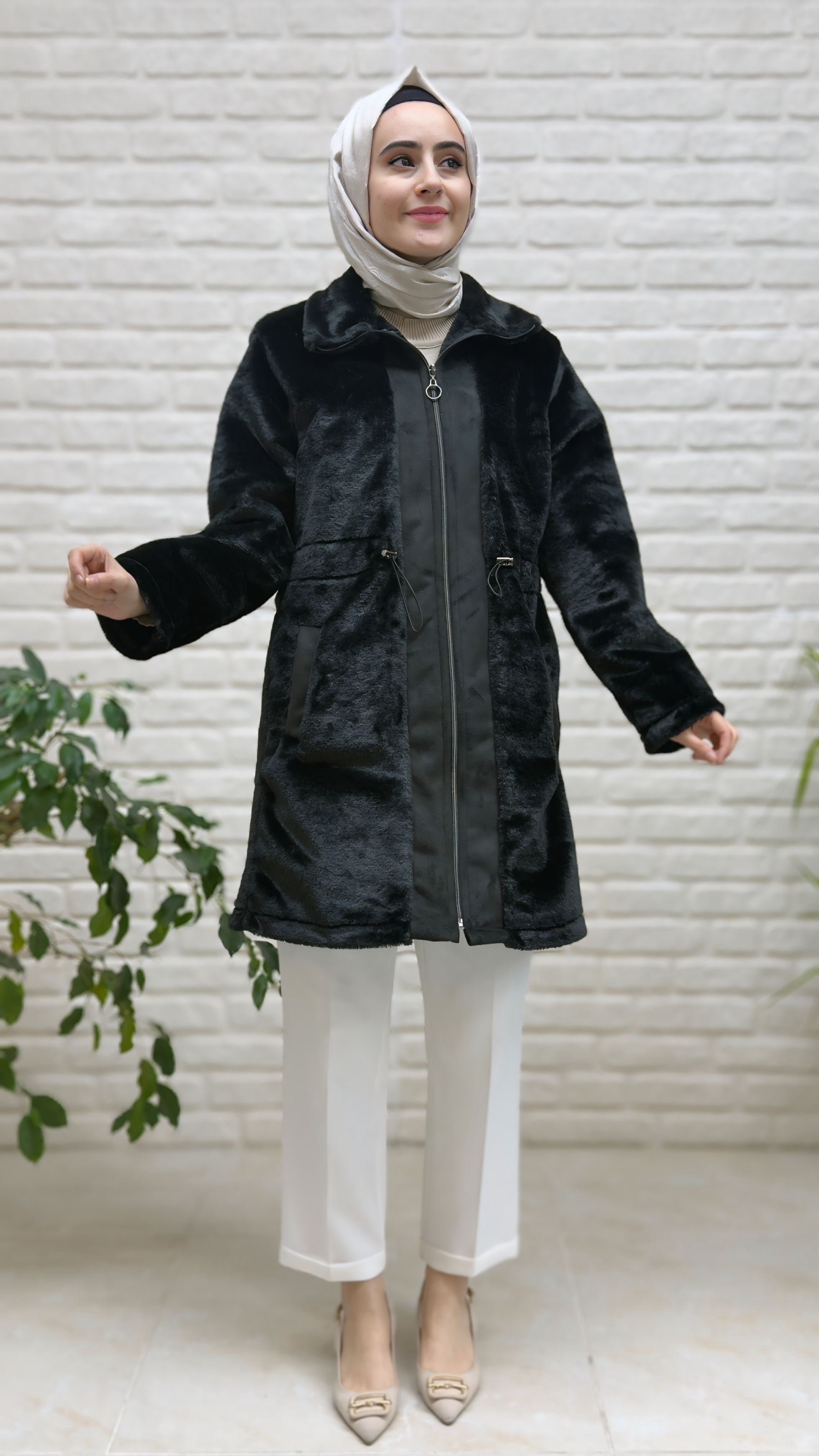 Beranisa Angora Beli Büzgülü Ceket 3986