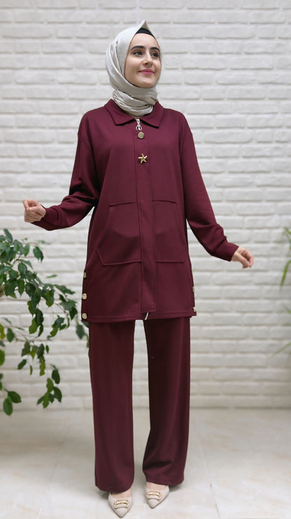Beranisa Yıldız Broşlu Pantolonlu Takım 3987