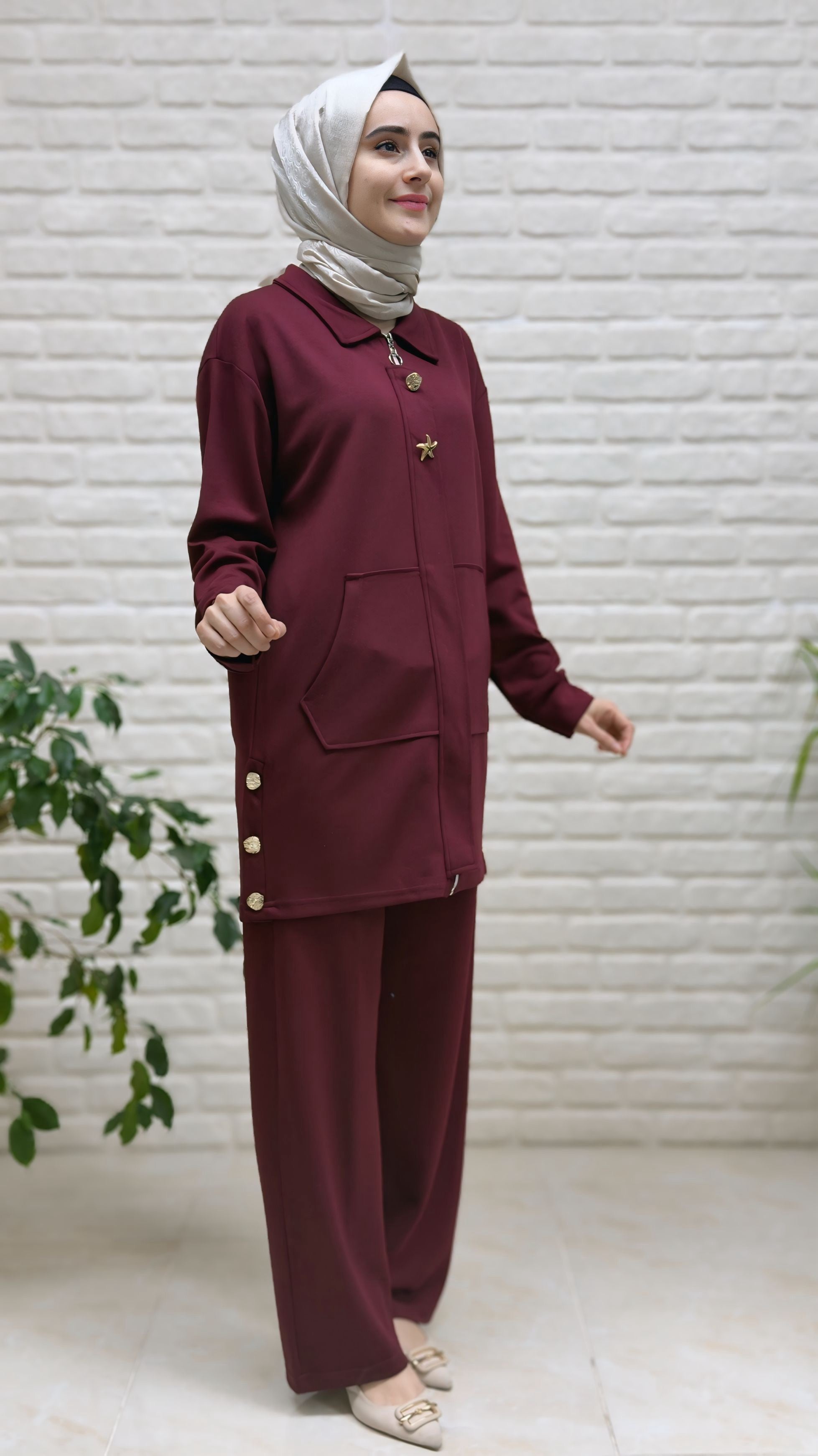 Beranisa Yıldız Broşlu Pantolonlu Takım 3987