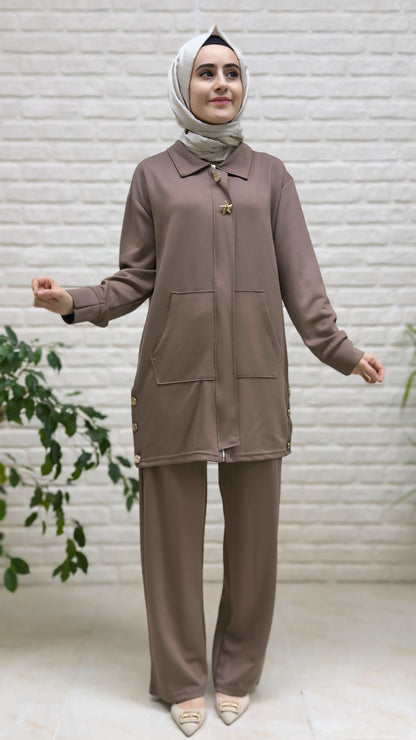 Beranisa Yıldız Broşlu Pantolonlu Takım 3987