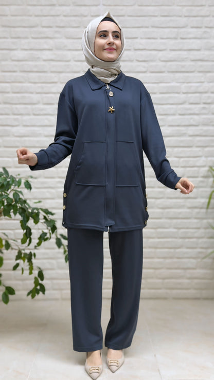 Beranisa Yıldız Broşlu Pantolonlu Takım 3987