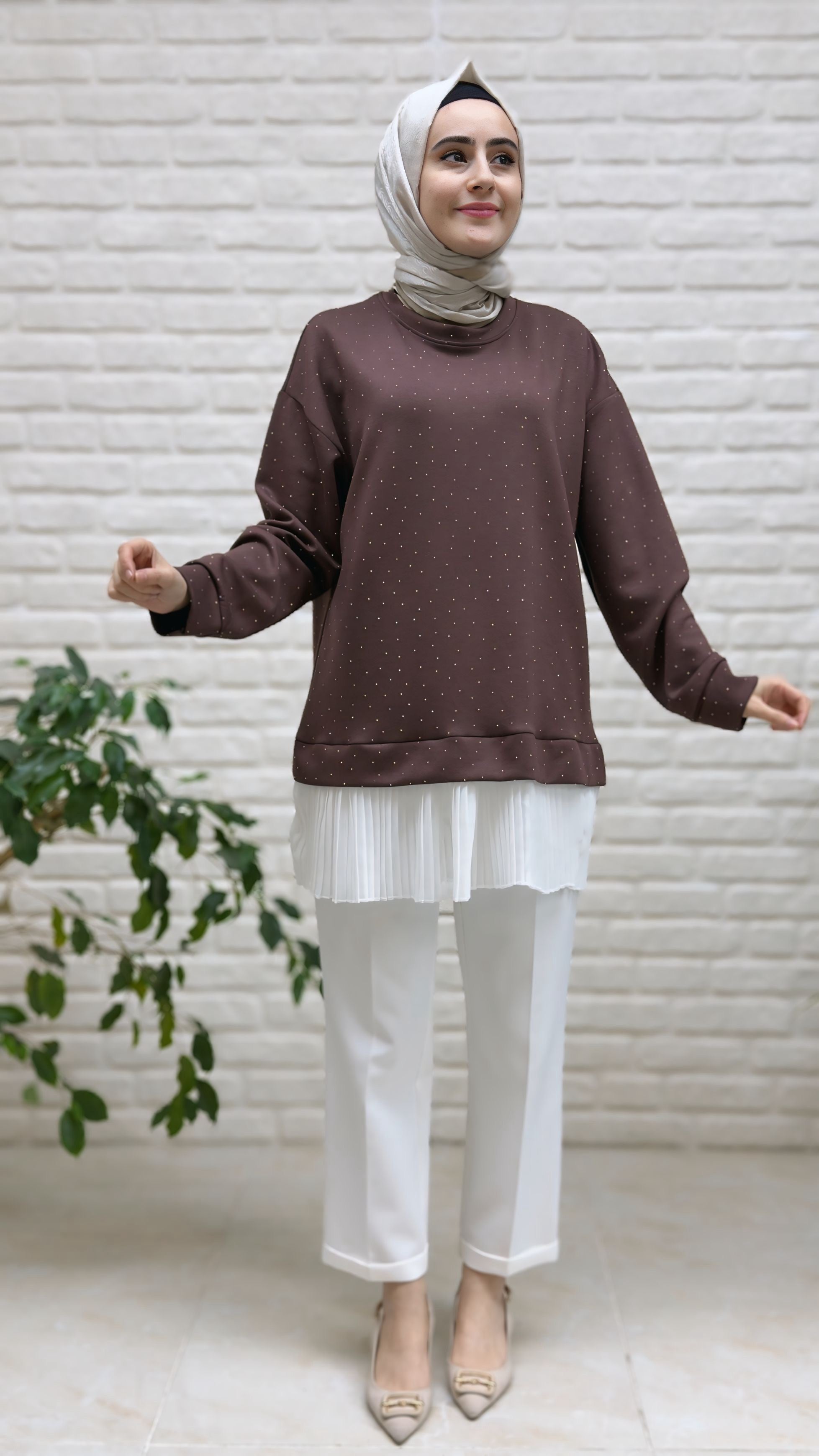 Beranisa Taş Detaylı Piliseli Tunik 3982