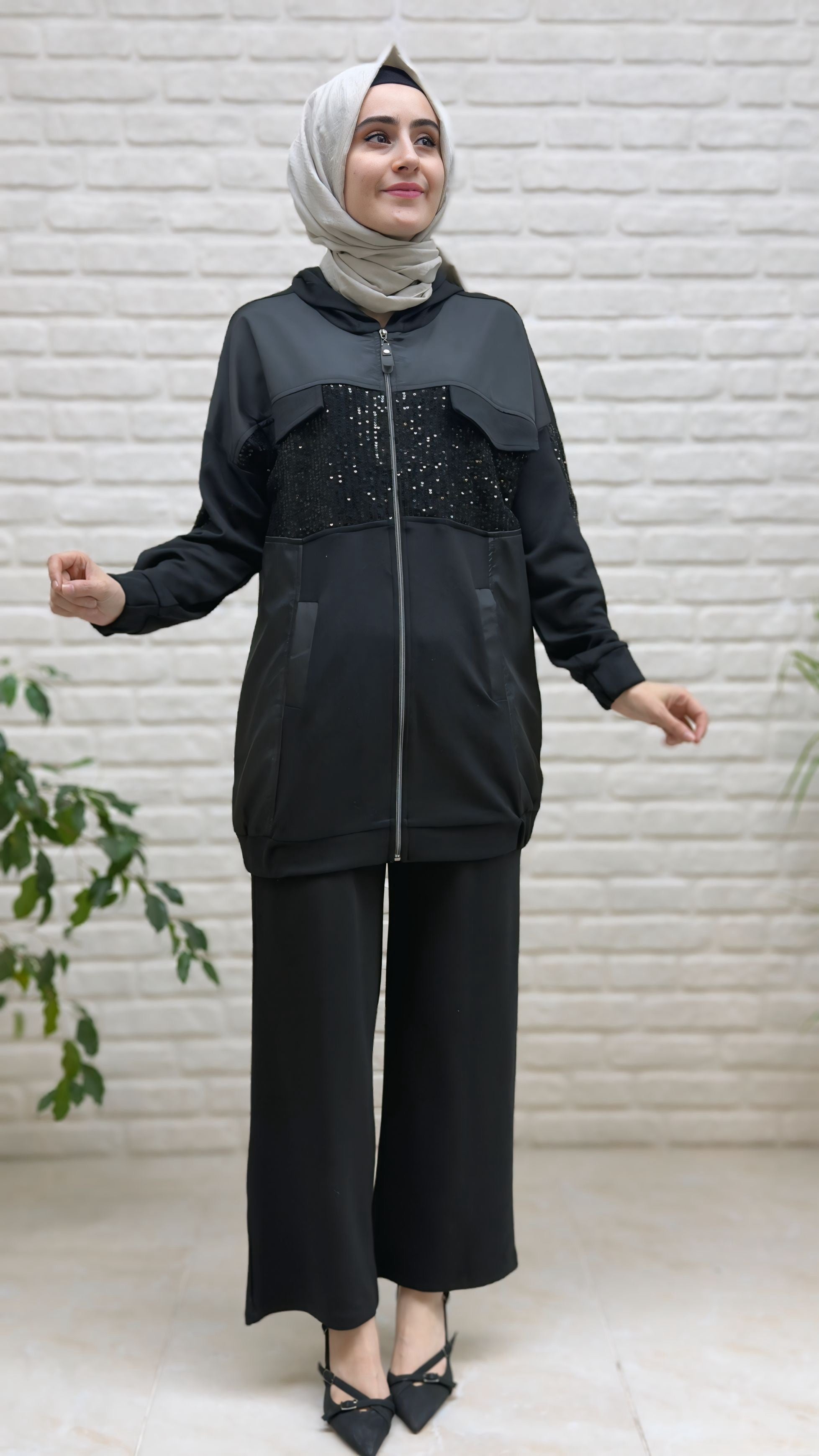 Beranisa Pul Payet Detaylı Ceketli Takım 3989