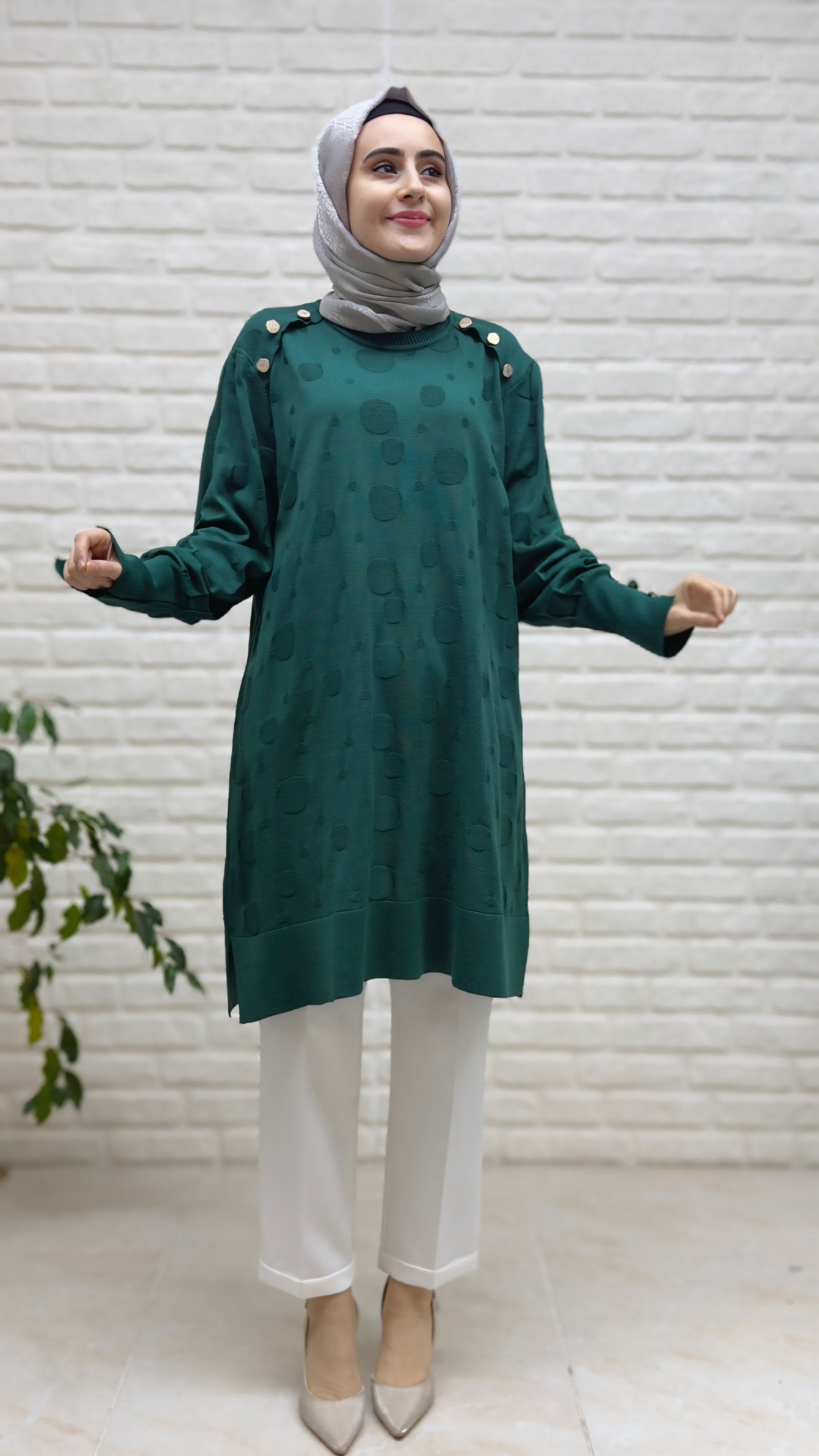 Kado Soğukİp Omzu Düğme Detaylı Tunik 2725304