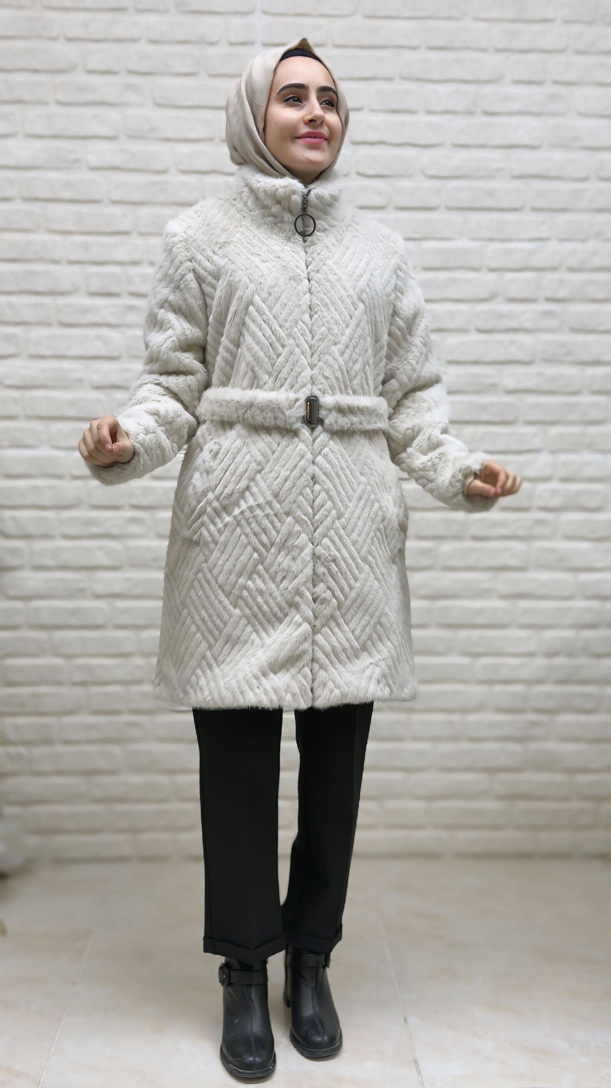 Beranisa İçi Astarlı Kemerli Kürk 1611