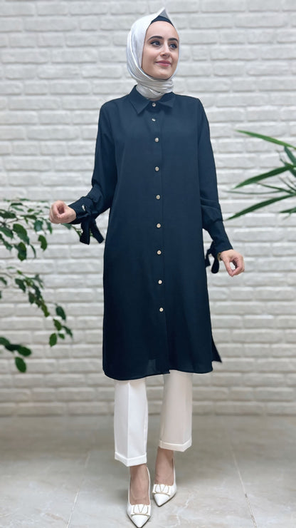 Eylül Manşeti Kuşgözlü Bağlamalı Linda Tunik 1936