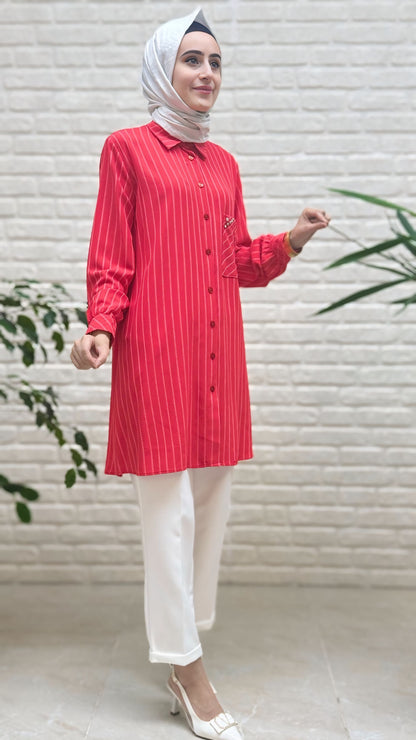 Eylül Cebi Taşlı Çizgili Linda Tunik 1674