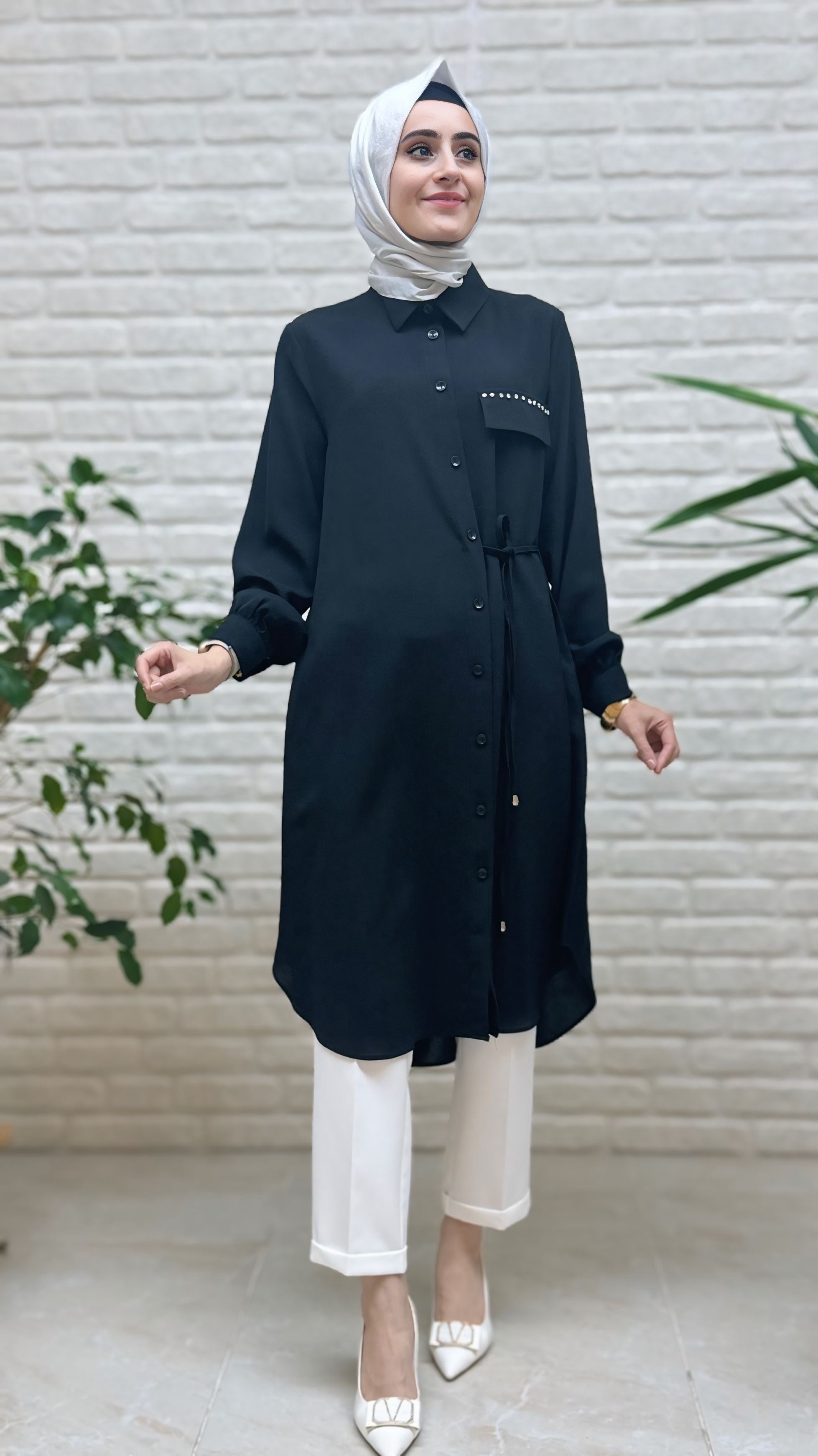 Eylül Yan Bağlamalı Taşlı Linda Tunik 1862