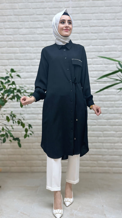 Eylül Yan Bağlamalı Taşlı Linda Tunik 1862