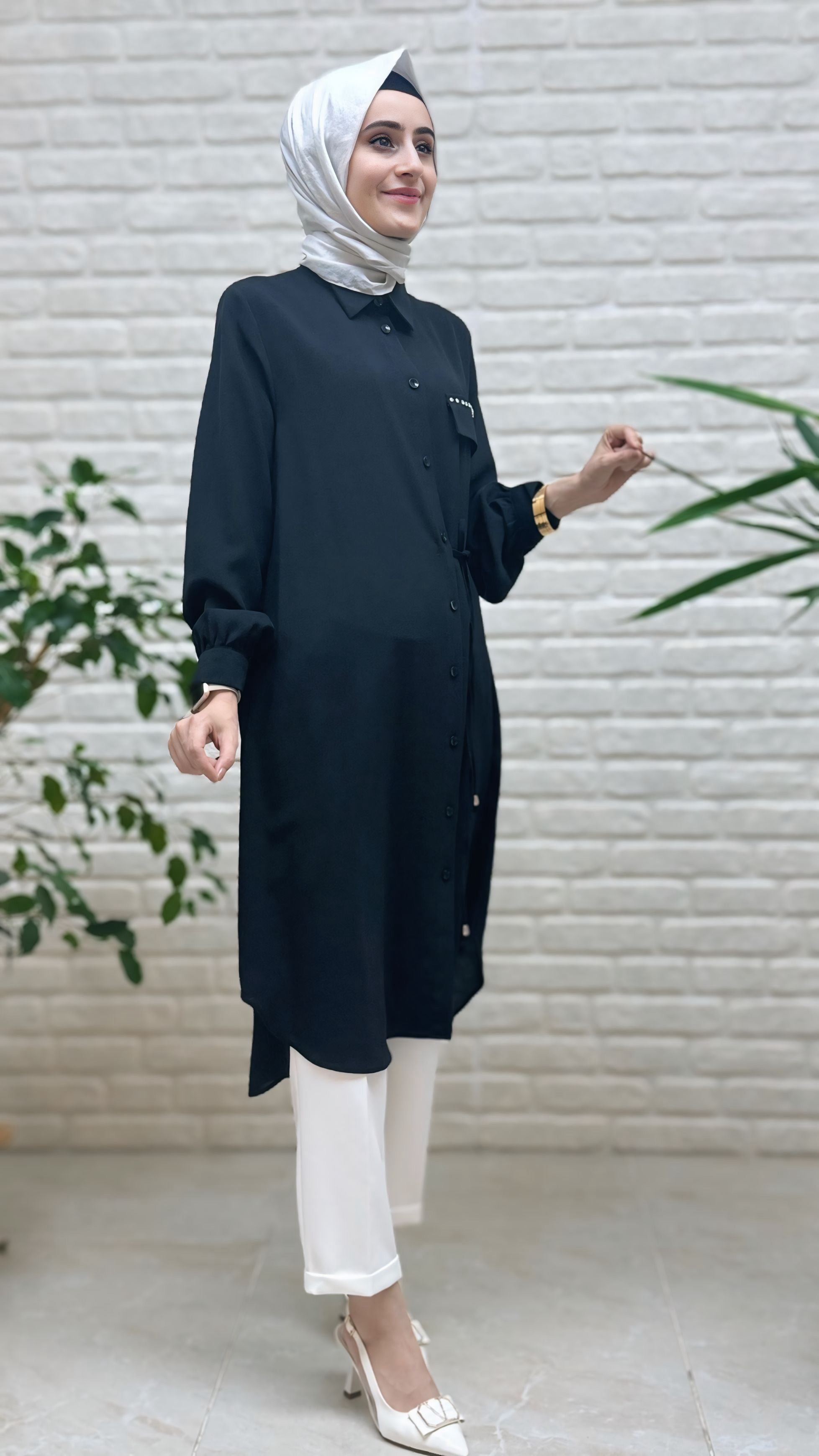 Eylül Yan Bağlamalı Taşlı Linda Tunik 1862