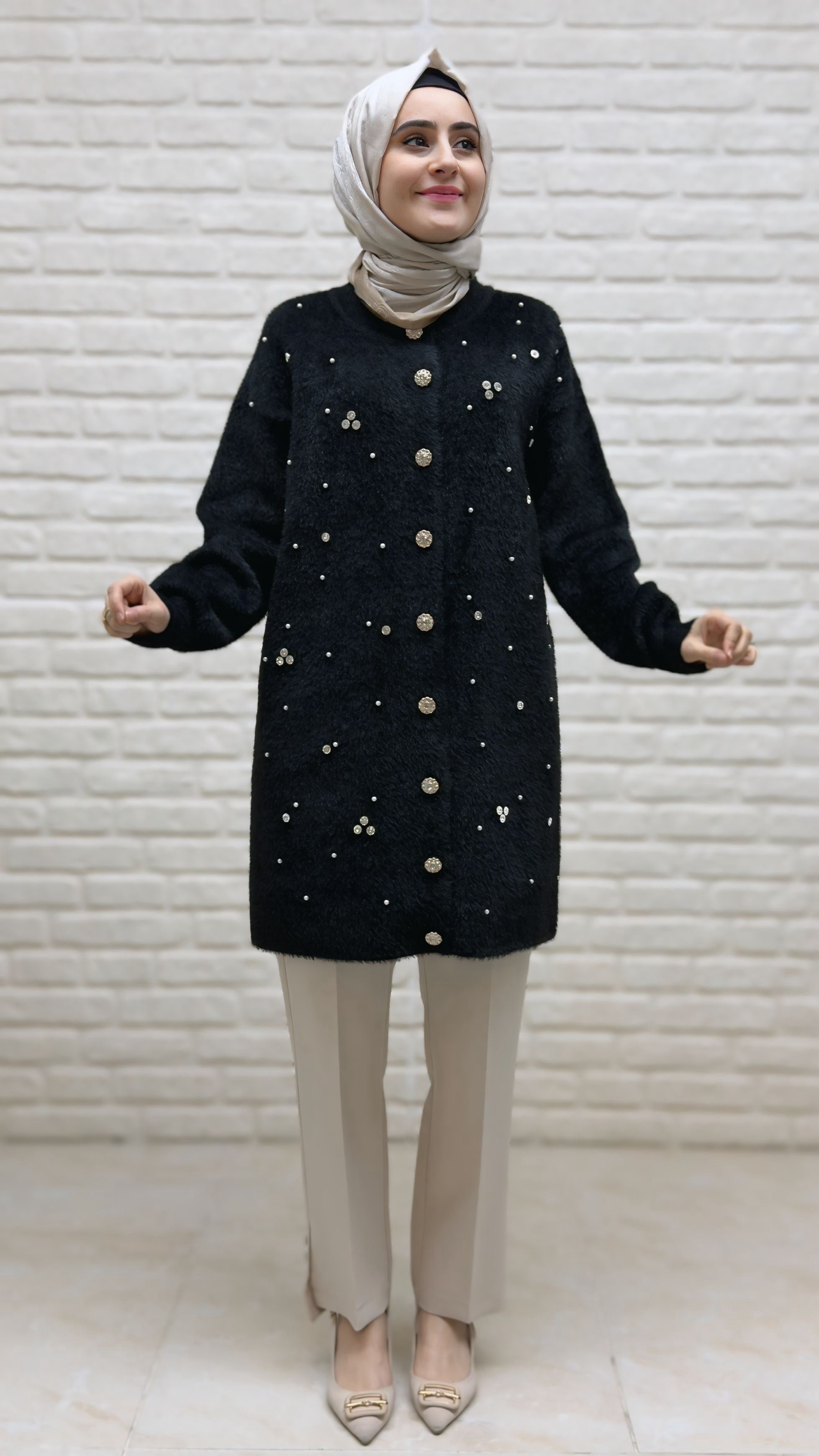 Beranisa Taş Detaylı Angora Hırka 4996