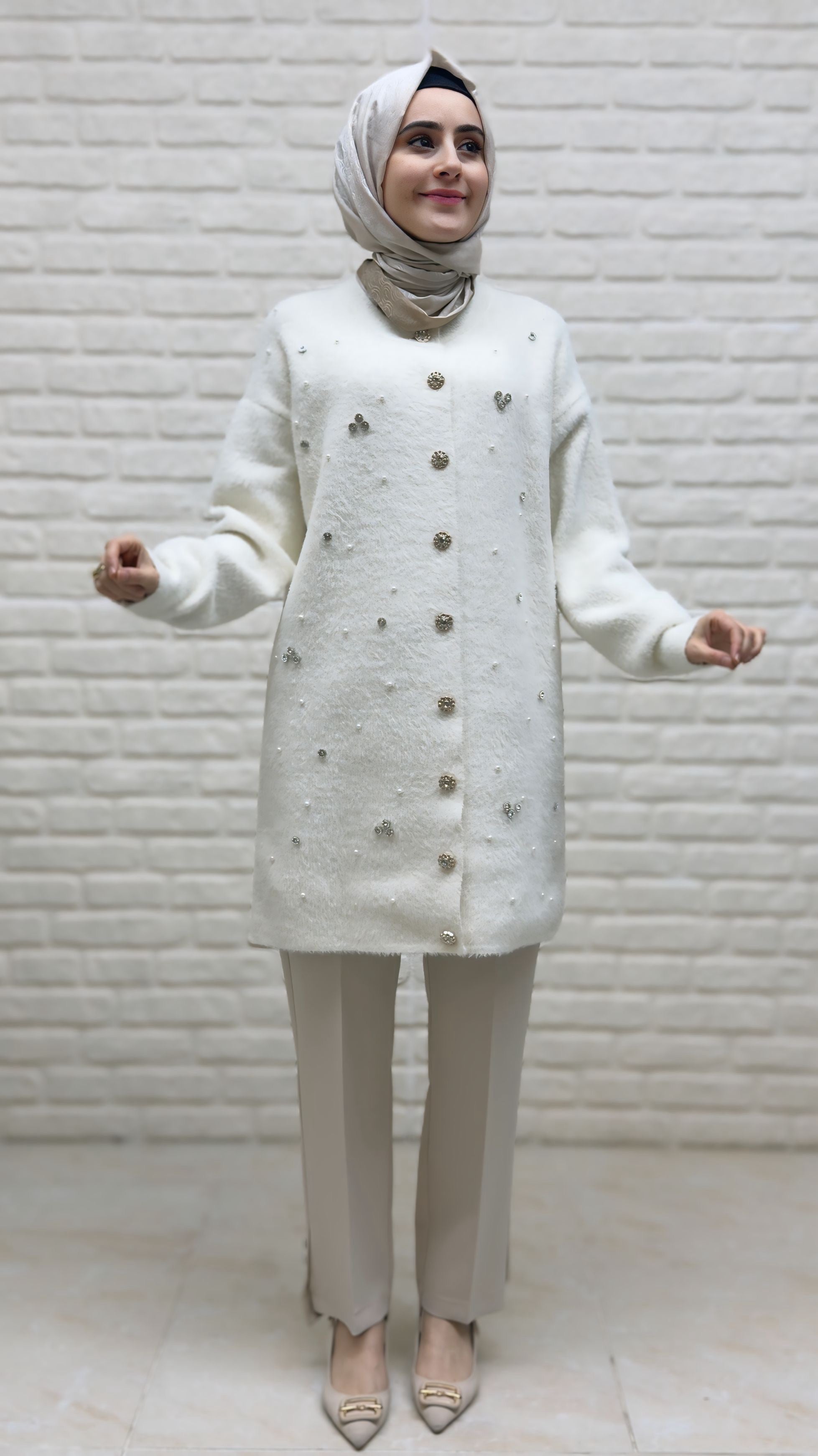 Beranisa Taş Detaylı Angora Hırka 4996