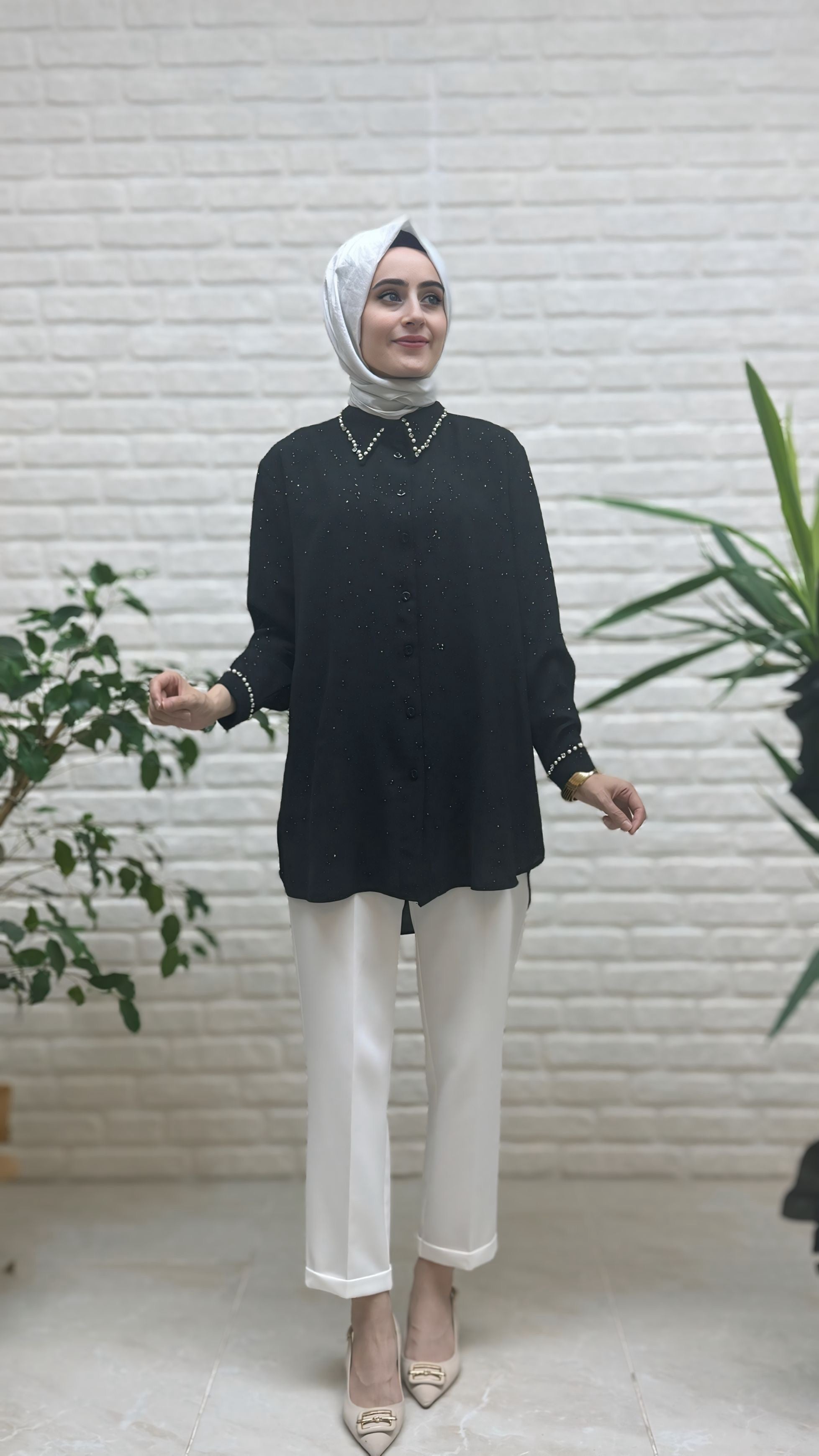 Eylül Yakası Ve Manşeti Taşlı Tunik 1972