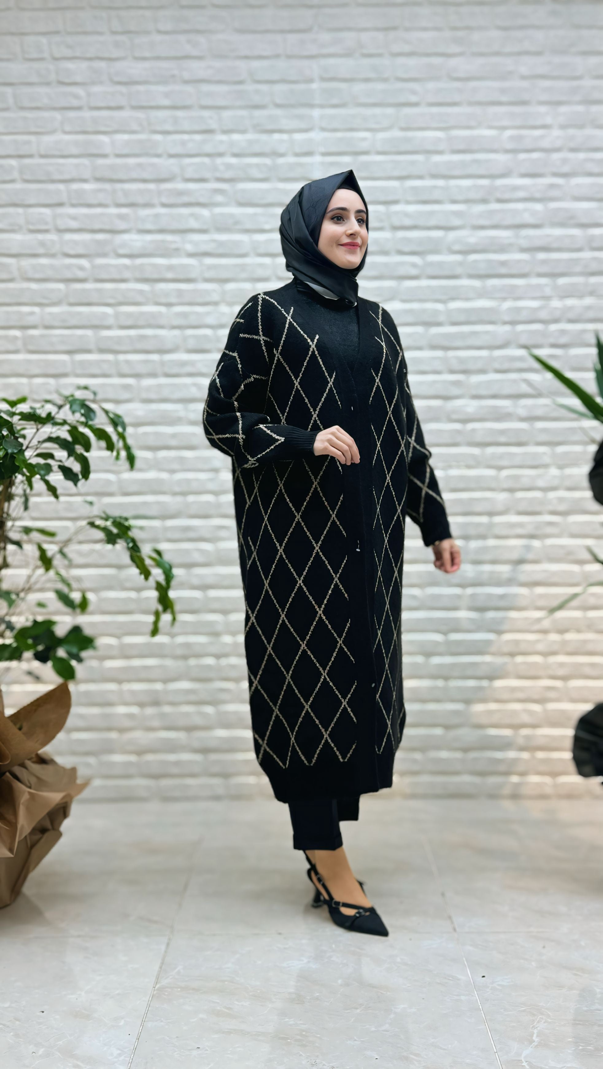 Beranisa Simli Çizgi Desen Yumoş Hırka