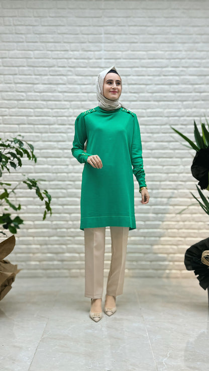 Beranisa Omzu  İncili Soğuk Triko 3840