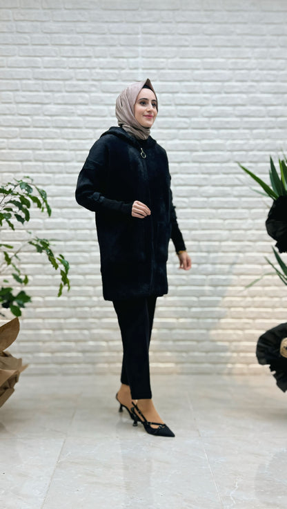 Gülseli Angora Kapşonlu  Hırka 141716