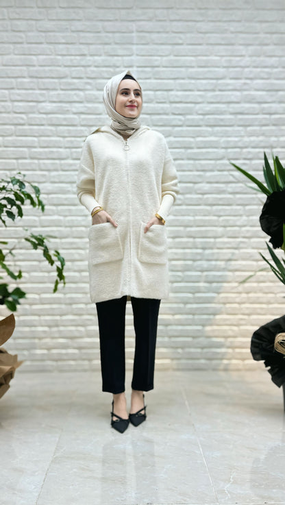 Gülseli Angora Kapşonlu  Hırka 141716