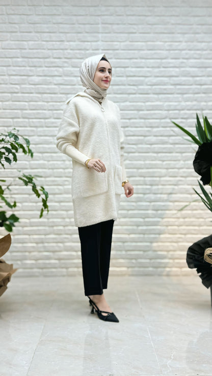 Gülseli Angora Kapşonlu  Hırka 141716