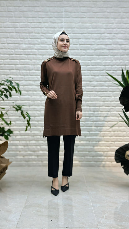 Beranisa Omzu  İncili Soğuk Triko 3840