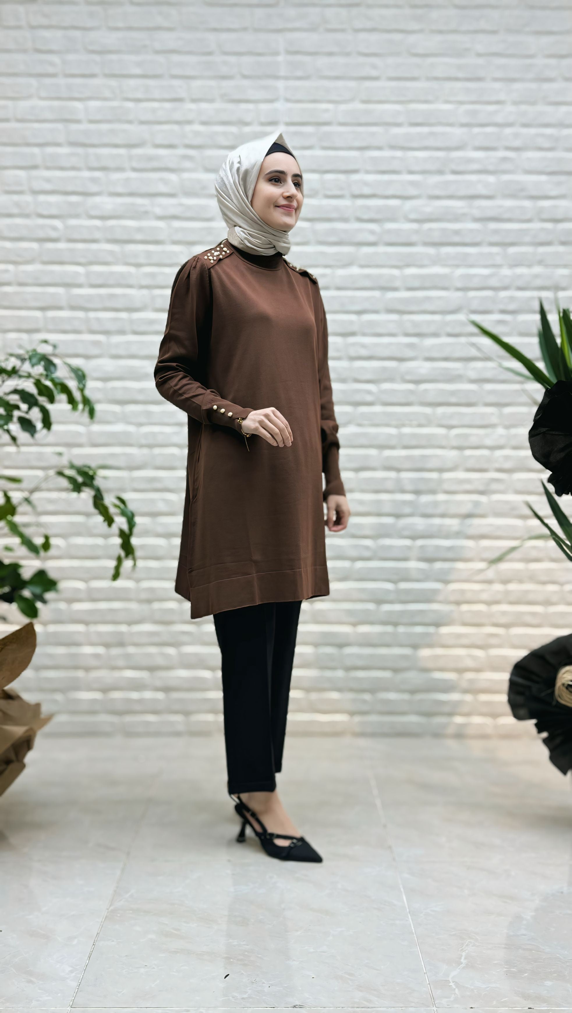 Beranisa Omzu  İncili Soğuk Triko 3840