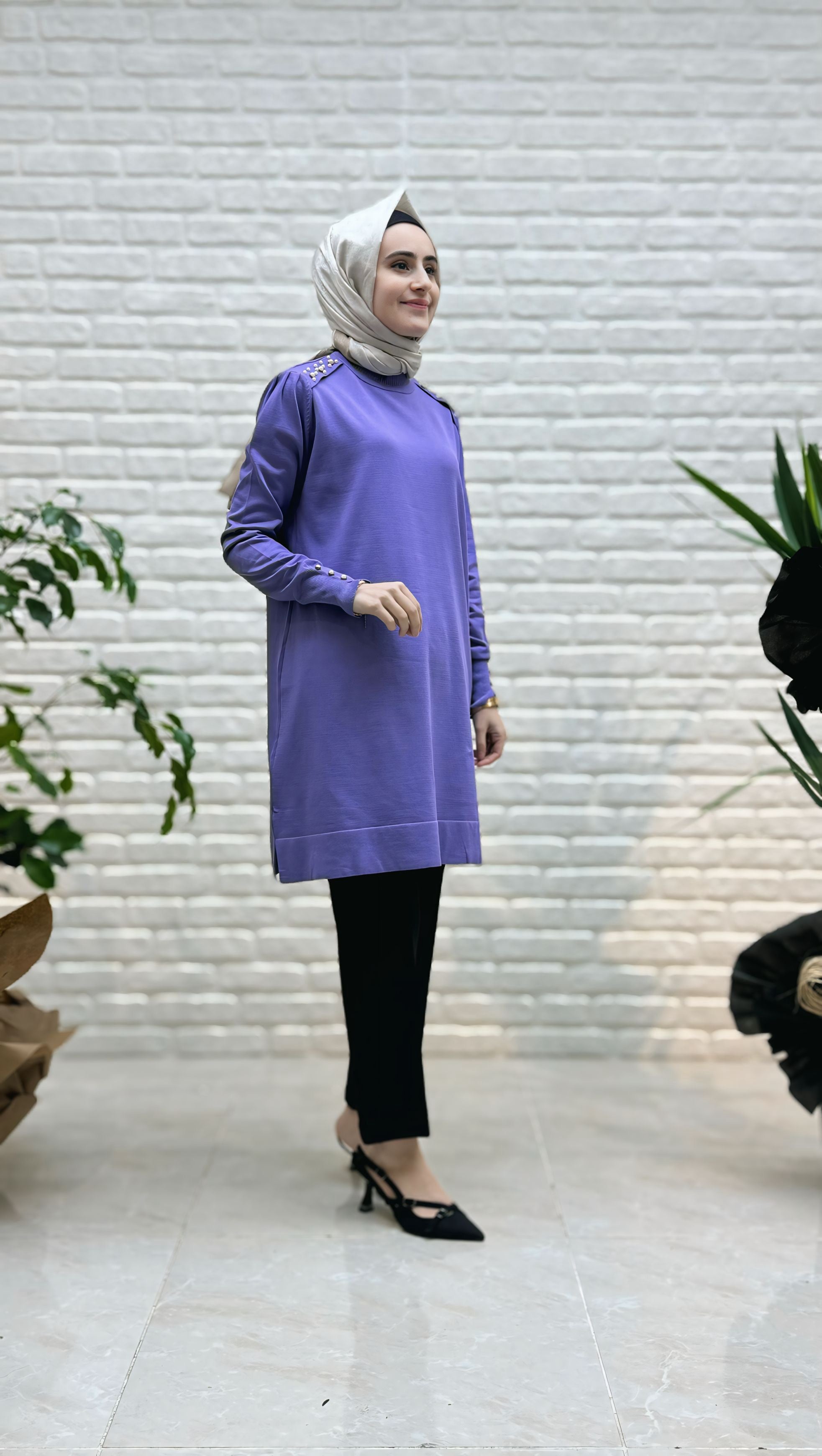 Beranisa Omzu  İncili Soğuk Triko 3840