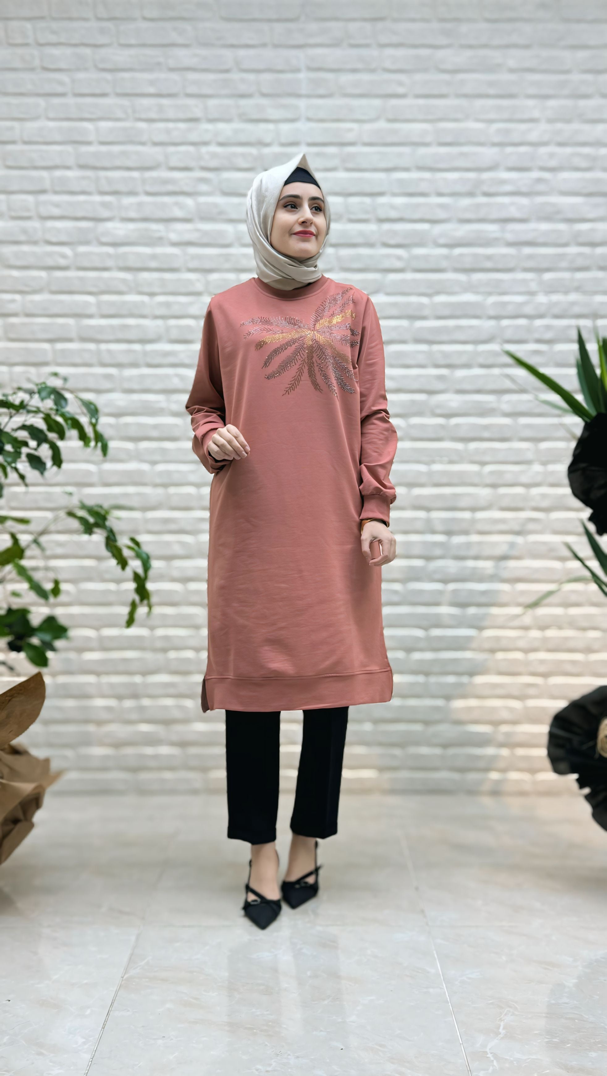 Ayşe Akay Palmiye Desenli Tunik