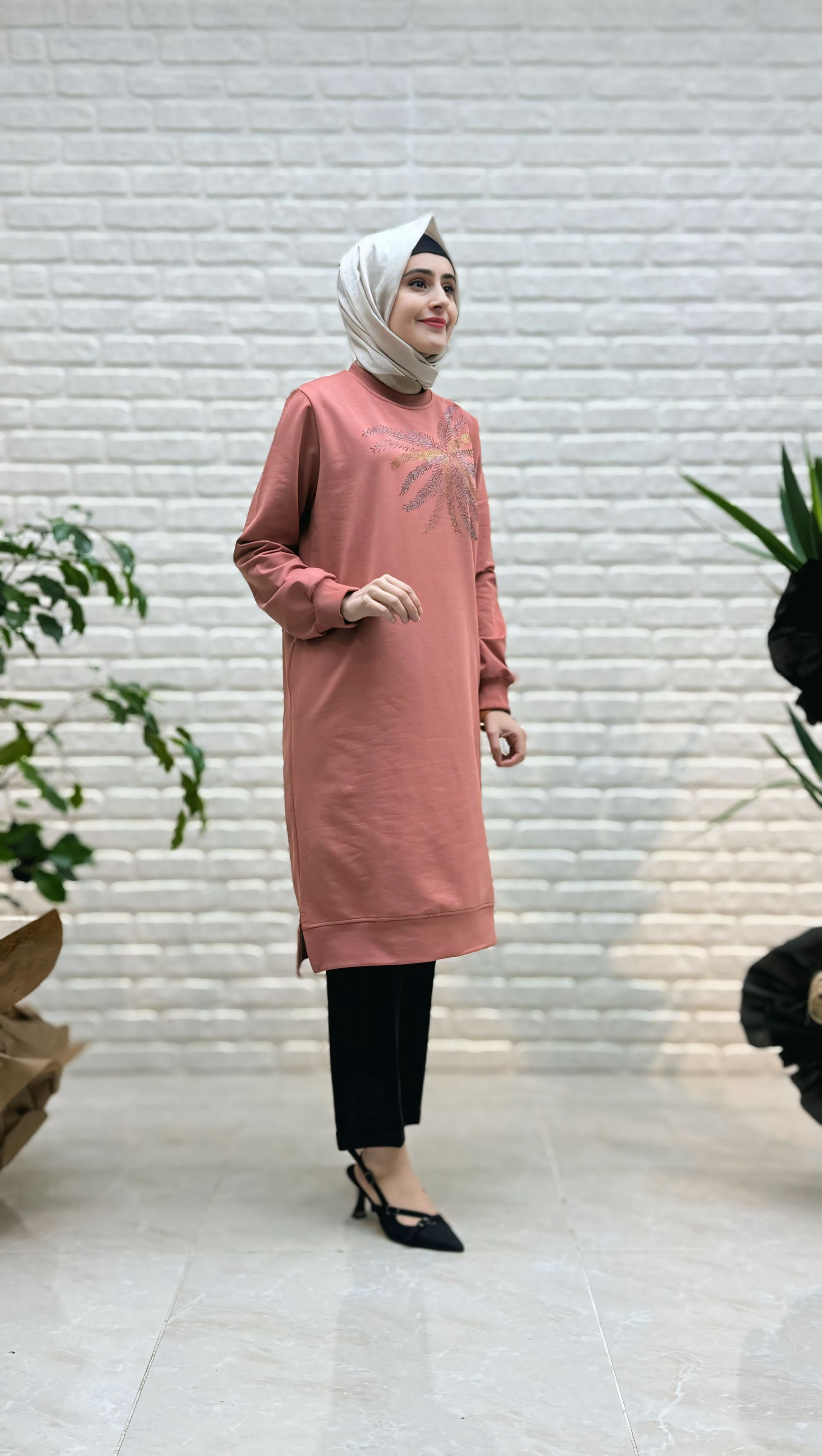 Ayşe Akay Palmiye Desenli Tunik