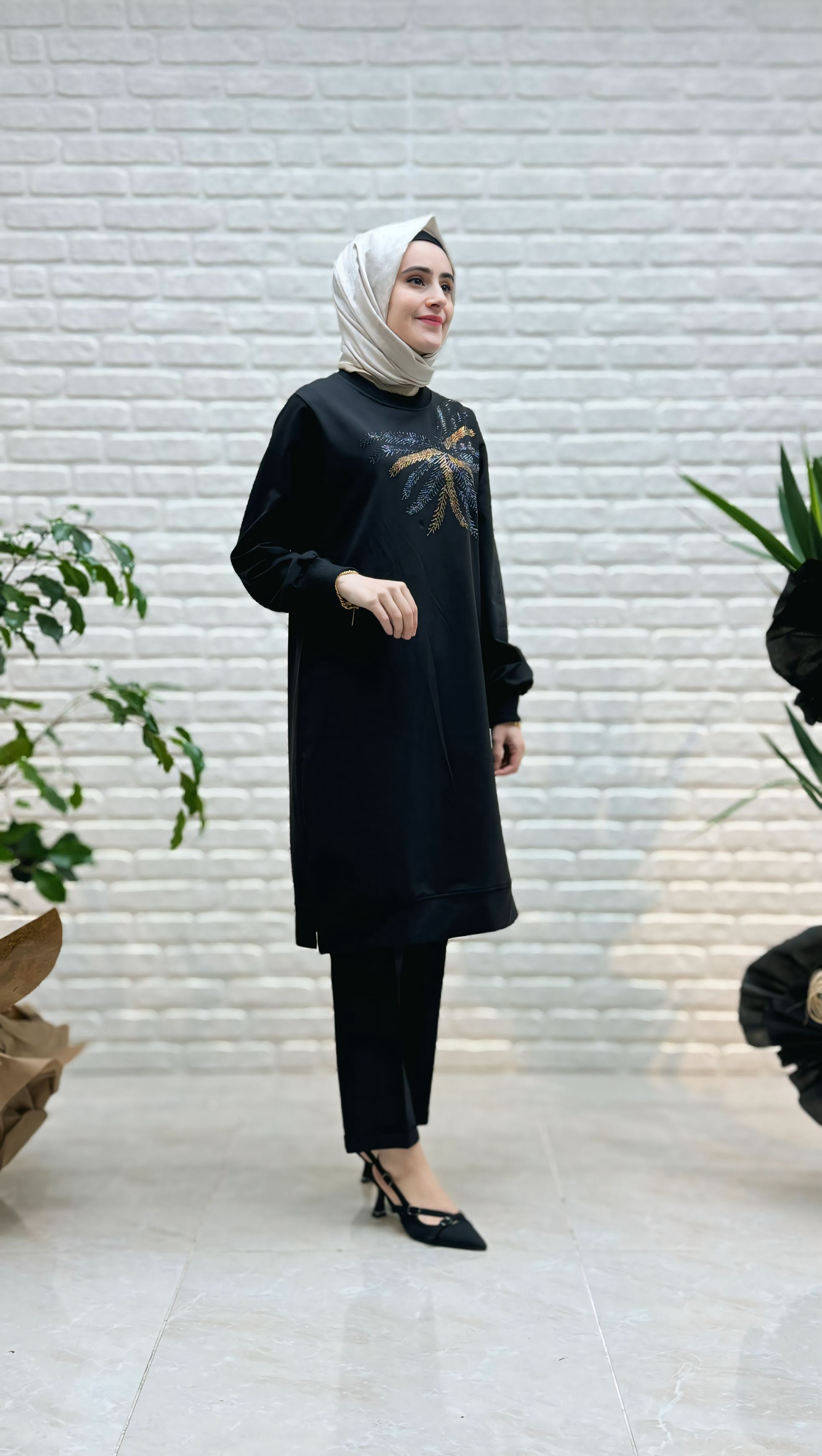 Ayşe Akay Palmiye Desenli Tunik