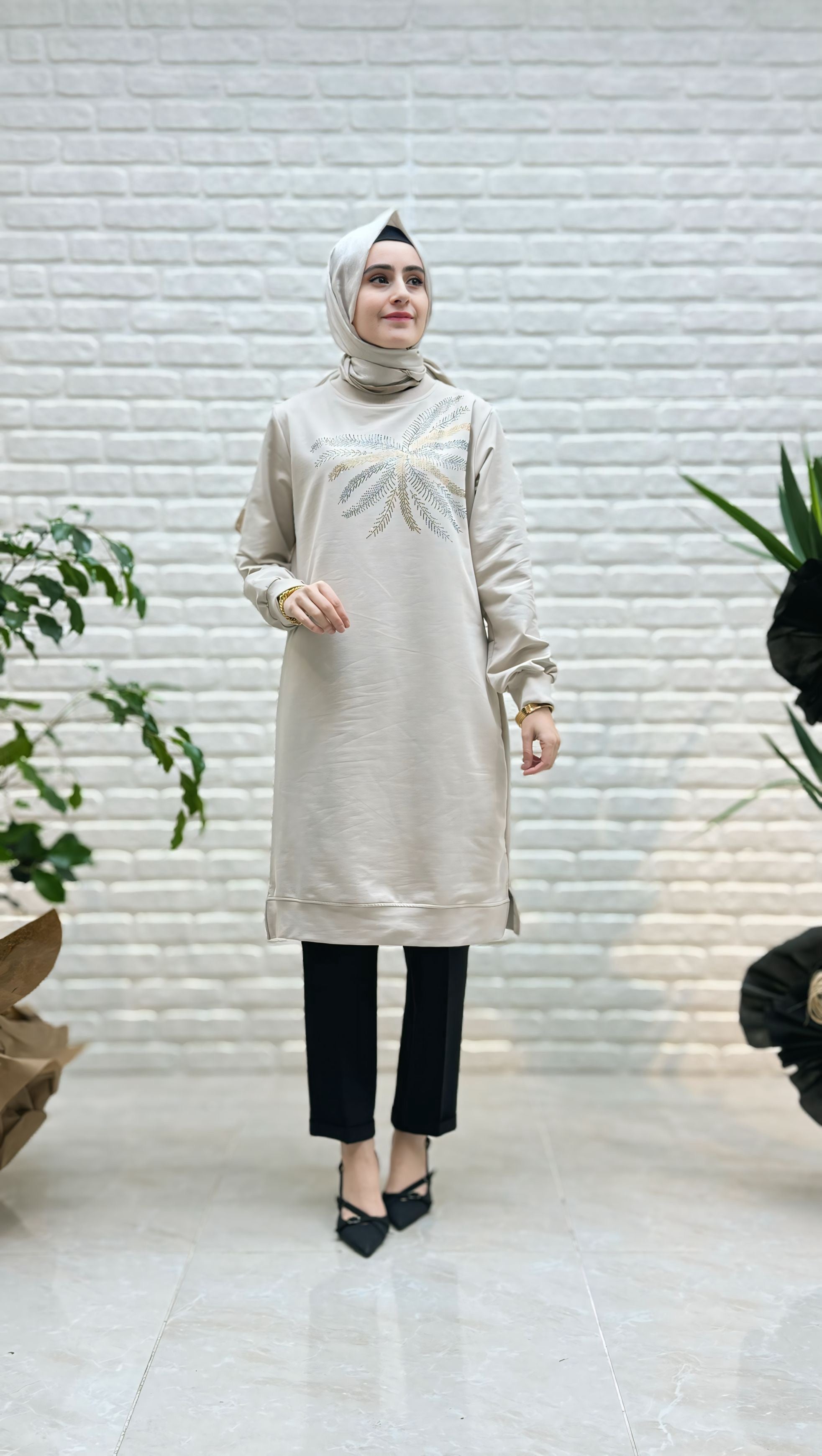 Ayşe Akay Palmiye Desenli Tunik