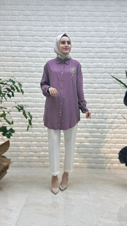 Magazin Taşlı Çiçekli Tensel Tunik 7248