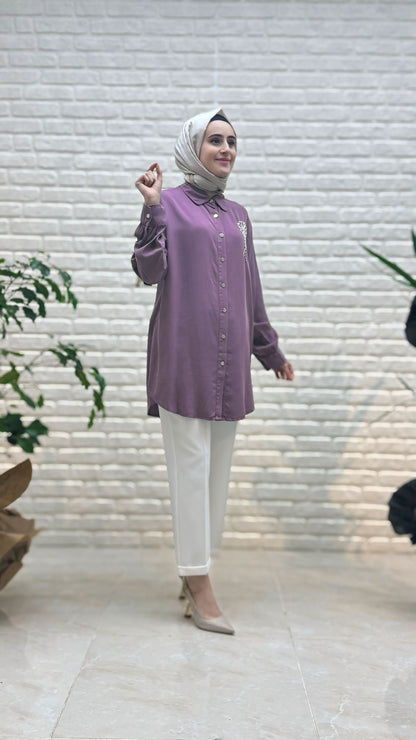 Magazin Taşlı Çiçekli Tensel Tunik 7248