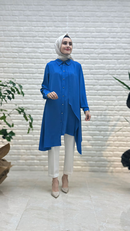 Nihan Gömlek Yaka Asimetrik Tunik